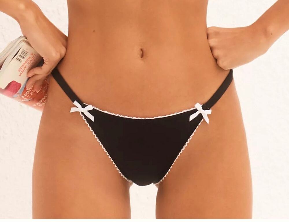 Dippin Daisys Black White Jane Bikini Bottom L NWT